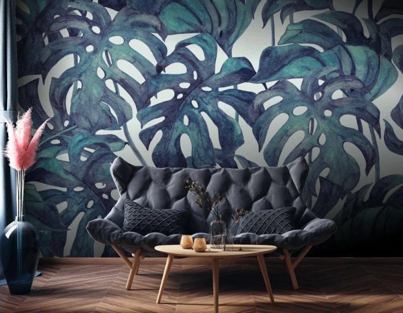 fototapeta monstera w kolorze tonu duo pozostawia wzor