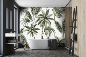 fototapeta palmy kolor khaki styl retro