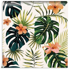 fototapeta rosliny tropikalne pozostawia kwiaty hibiskusa