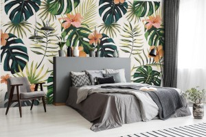 fototapeta rosliny tropikalne pozostawia kwiaty hibiskusa