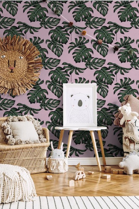 fototapeta tropikalna kwiecista zielona monstera palma