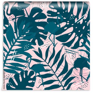 fototapeta tropikalne wzor z liscmi flamingo