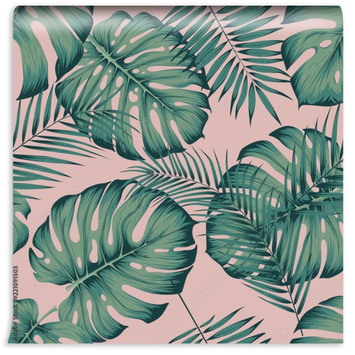 fototapeta tropikalny wzor z liscia monstera i areki p