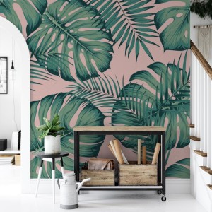 fototapeta tropikalny wzor z liscia monstera i areki p