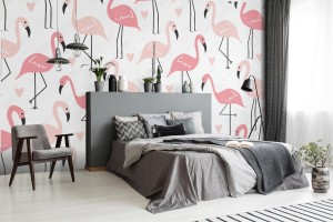 fototapeta bezszwowe flamingo wzor ilustracji wektorowych