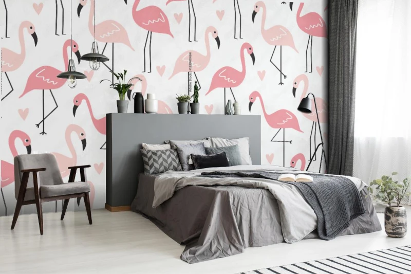 fototapeta bezszwowe flamingo wzor ilustracji wektorowych