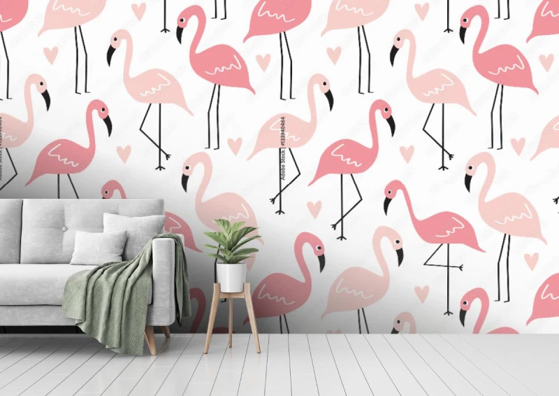 fototapeta bezszwowe flamingo wzor ilustracji wektorowych