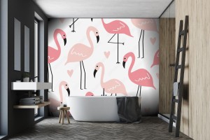 fototapeta bezszwowe flamingo wzor ilustracji wektorowych