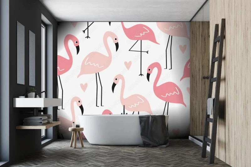 fototapeta bezszwowe flamingo wzor ilustracji wektorowych