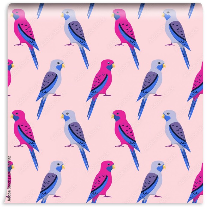 fototapeta bezszwowy wzor z papugami rosella
