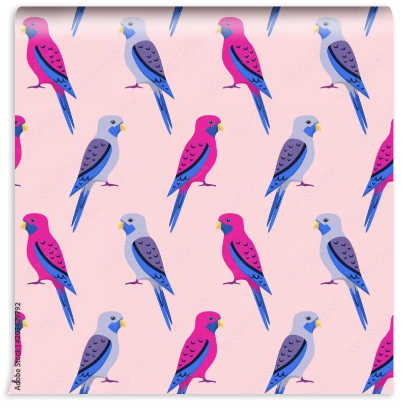 fototapeta bezszwowy wzor z papugami rosella