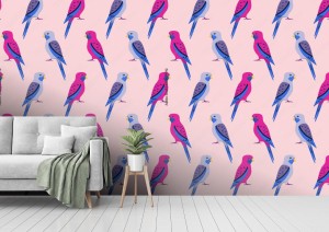 fototapeta bezszwowy wzor z papugami rosella