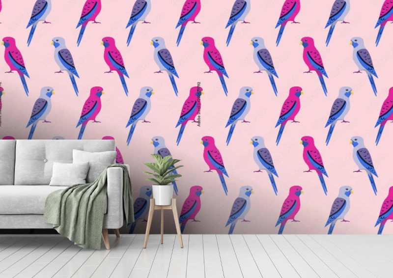 fototapeta bezszwowy wzor z papugami rosella