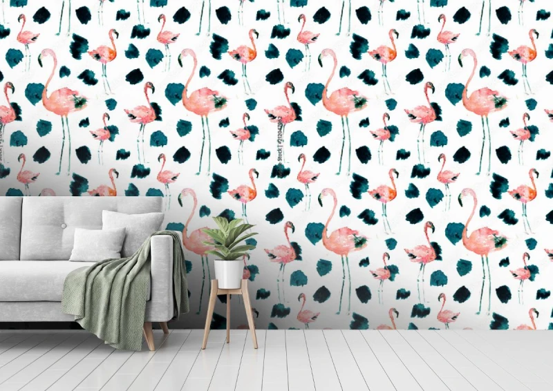 fototapeta flamingi malowane