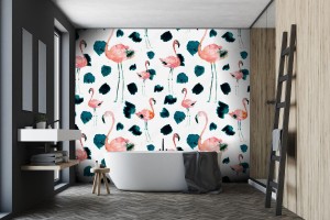 fototapeta flamingi malowane