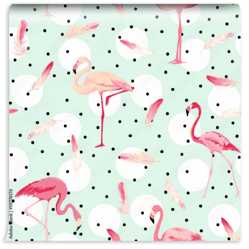 fototapeta tlo ptak flamingo flamingo pioro tlo retro wzor