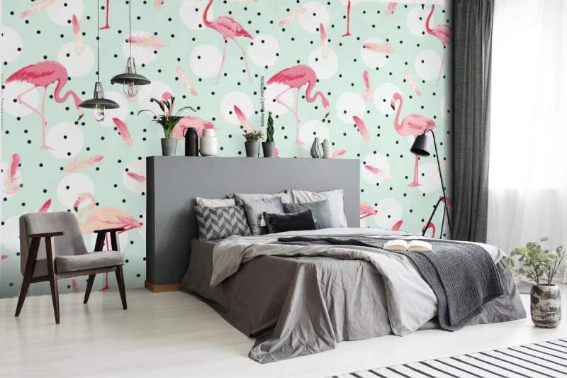 fototapeta tlo ptak flamingo flamingo pioro tlo retro wzor