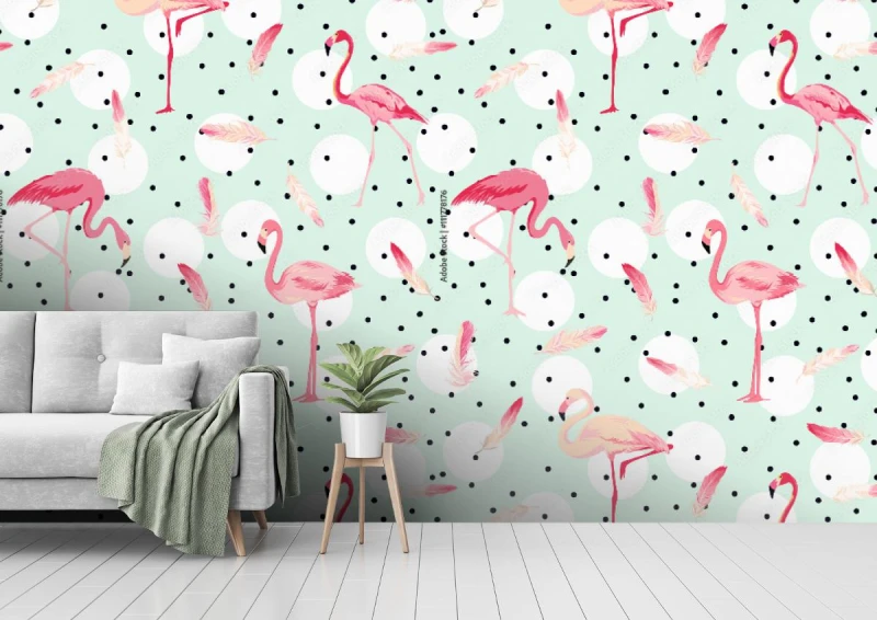 fototapeta tlo ptak flamingo flamingo pioro tlo retro wzor