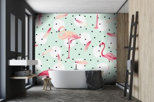 fototapeta tlo ptak flamingo flamingo pioro tlo retro wzor