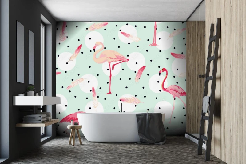 fototapeta tlo ptak flamingo flamingo pioro tlo retro wzor