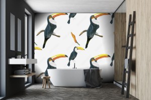 fototapeta wzor toucan bezszwowy bialy wzor z pi