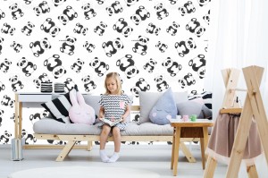 fototapeta bezszwowy sliczny kreskowki pandy wzor il