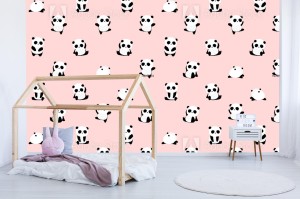 fototapeta bezszwowy wektoru wzor panda niedzwiadkowy w