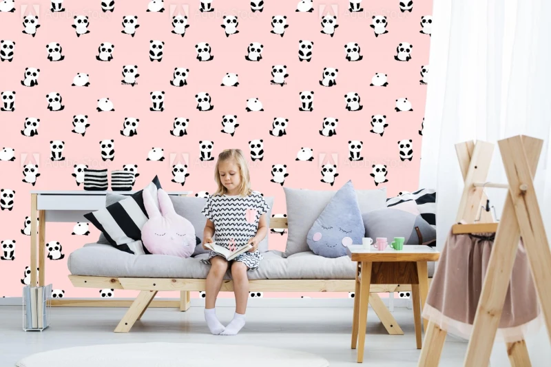fototapeta bezszwowy wektoru wzor panda niedzwiadkowy w
