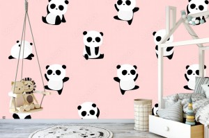 fototapeta bezszwowy wektoru wzor panda niedzwiadkowy w
