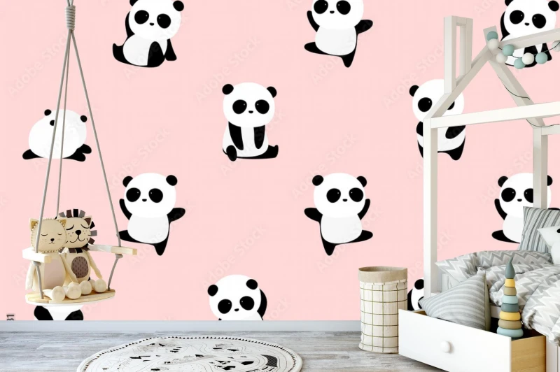 fototapeta bezszwowy wektoru wzor panda niedzwiadkowy w