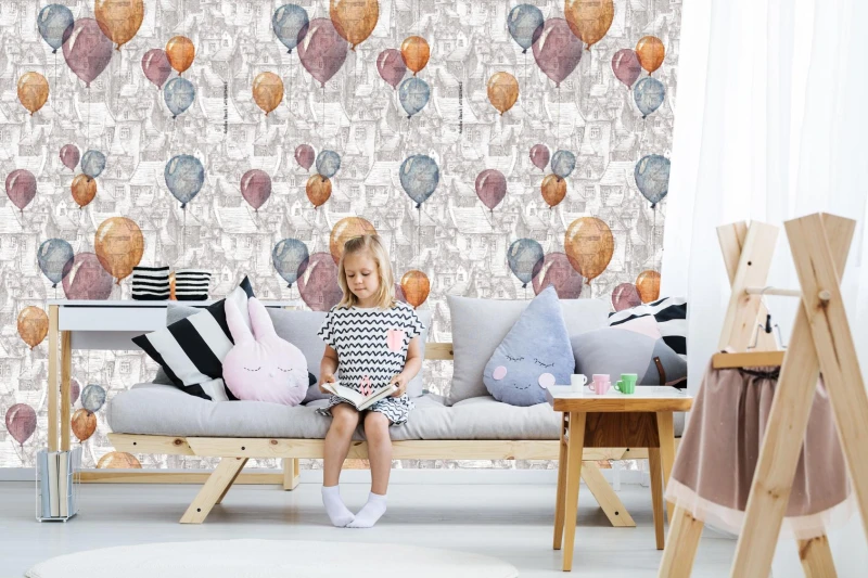 fototapeta bezszwowy wzor z akwareli ilustracja balony i s