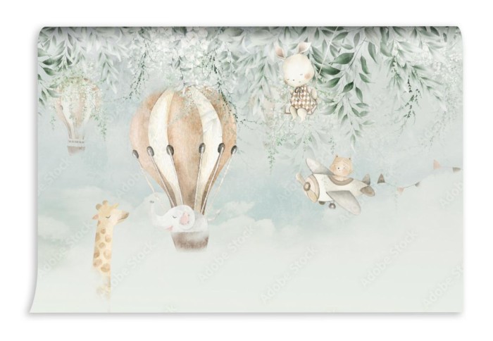 fototapeta dla dziecka zwierzeta balon w stylu retro
