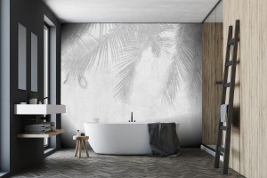 fototapeta cien liscie palm na betonie