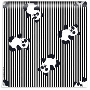 fototapeta kreskowka panda dziecko zwierzat plaski wzor