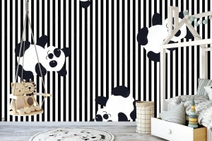 fototapeta kreskowka panda dziecko zwierzat plaski wzor