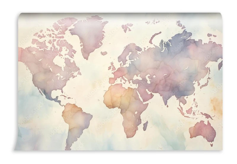fototapeta mapa swiata w odcieniach pastelowych
