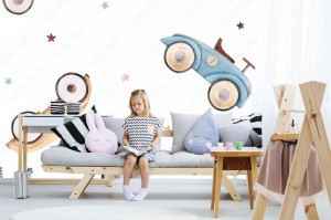 fototapeta akwarela wektor wzor samochodu dziecka