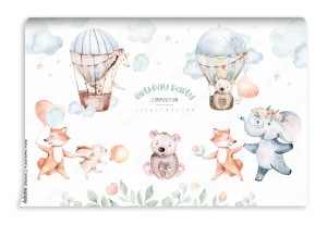 fototapeta cute baby air balloon urodziny zlobek