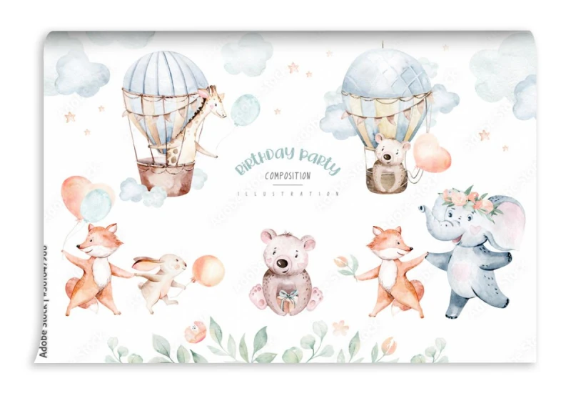 fototapeta cute baby air balloon urodziny zlobek