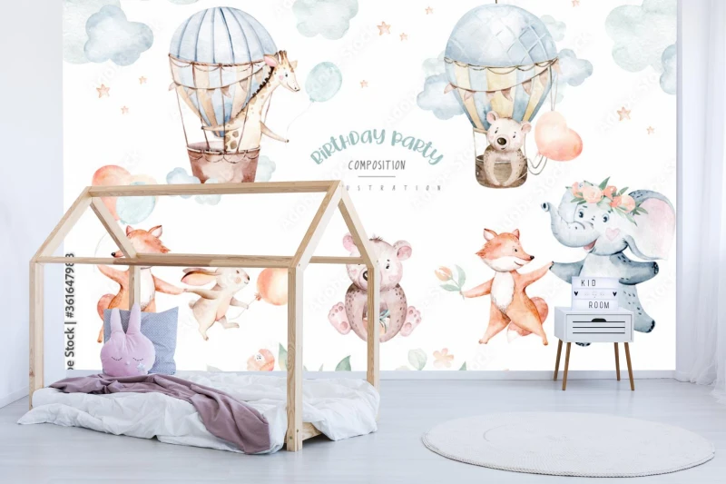 fototapeta cute baby air balloon urodziny zlobek