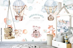 fototapeta cute baby air balloon urodziny zlobek
