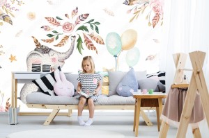 fototapeta cute baby slonia przedszkola na bialym tle