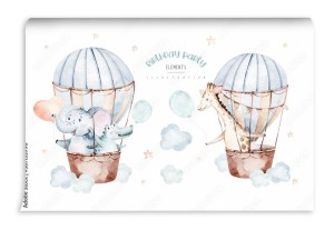 fototapeta cute cartoon balony na przyjecie urodzinowe dla dzieci