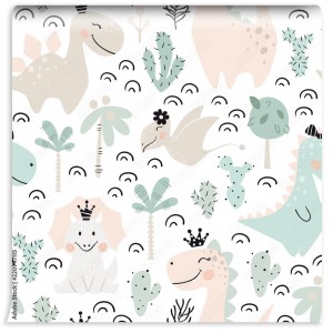 fototapeta dinozaur dziewczynka wzor slodki dino