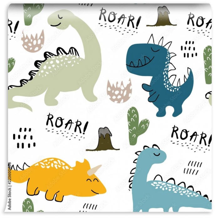 fototapeta dziecinny wzor dinozaura dla mody