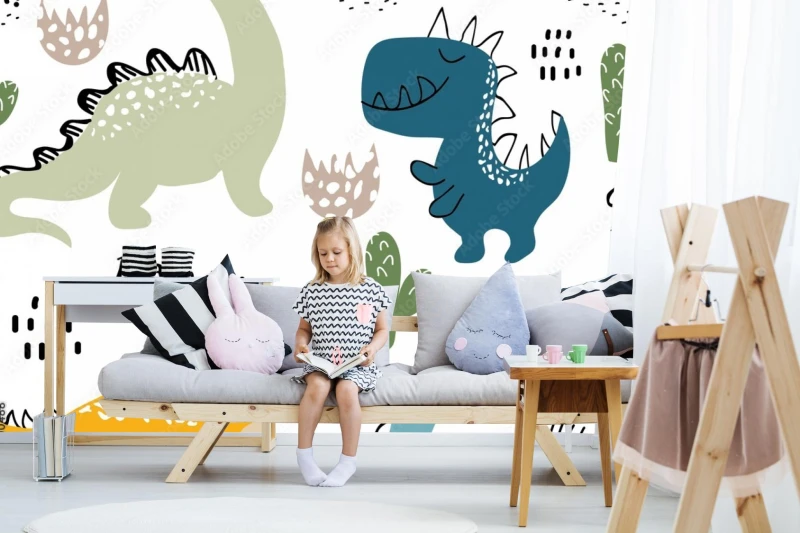 fototapeta dziecinny wzor dinozaura dla mody