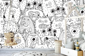 fototapeta funny monsters seamless