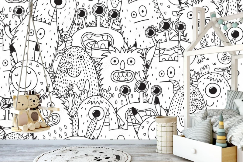 fototapeta funny monsters seamless