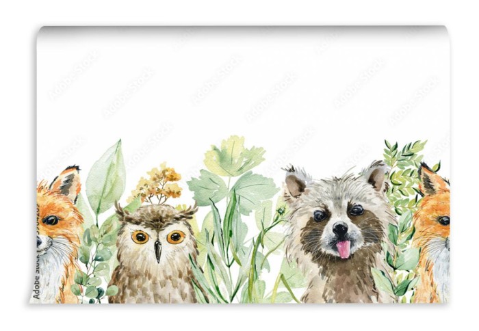 fototapeta ilustracja akwarela zwierzat