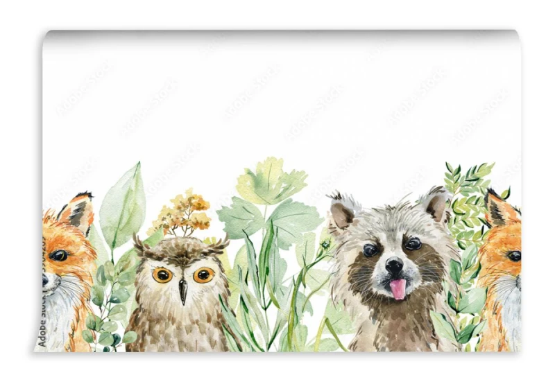 fototapeta ilustracja akwarela zwierzat